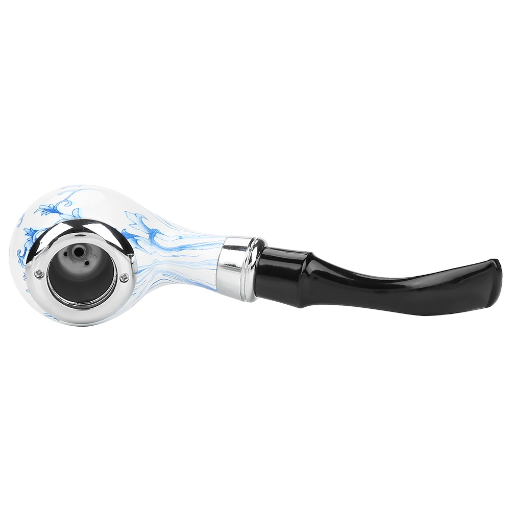 Blue and White Porcelain Wood Cigarette Cigar Tobacco Pipe Smoking Accessory
