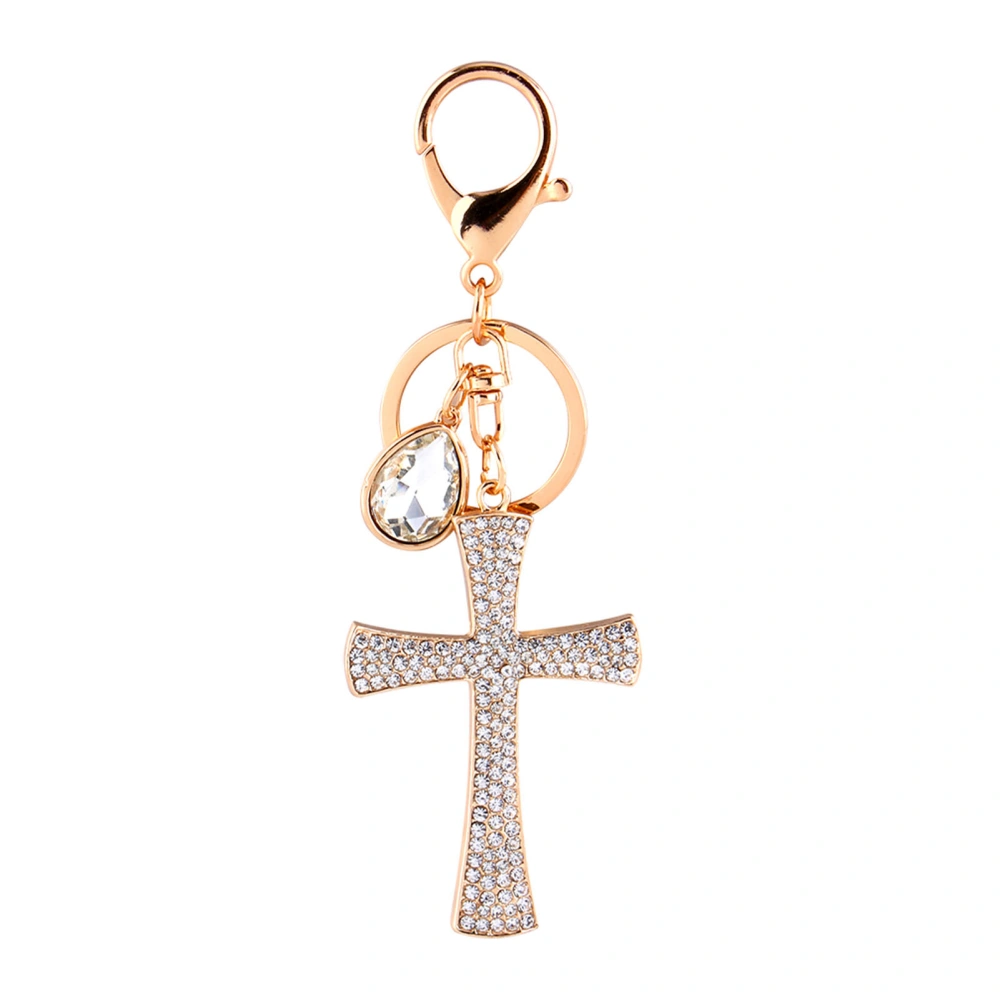 Cross Crystal Rhinestone Key Ring Charm Pendant Purse Bag Cute Keychain HighQ