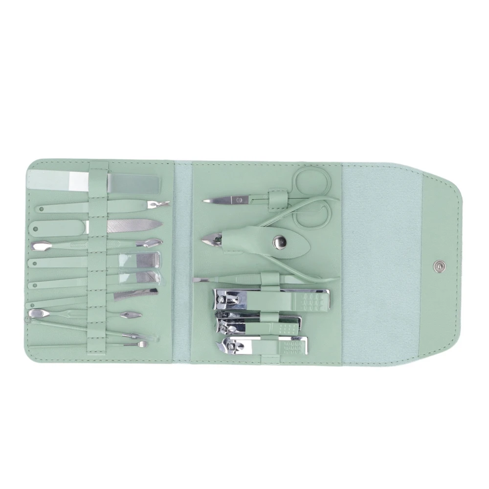 16 Pcs Manicure Set Portable Beauty Pliers Eyebrow Scissors Ear Spoon Storage Bag Nail Clippers Set for Travel Home