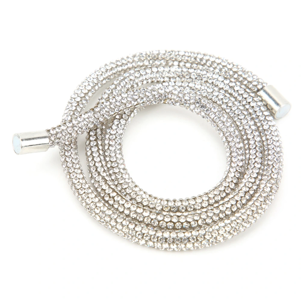 Rhinestone Hand Rope 6mm Wide Glass Full Drill Pipe Clothing Belt Bracelet Jewelry AccessoriesWhite