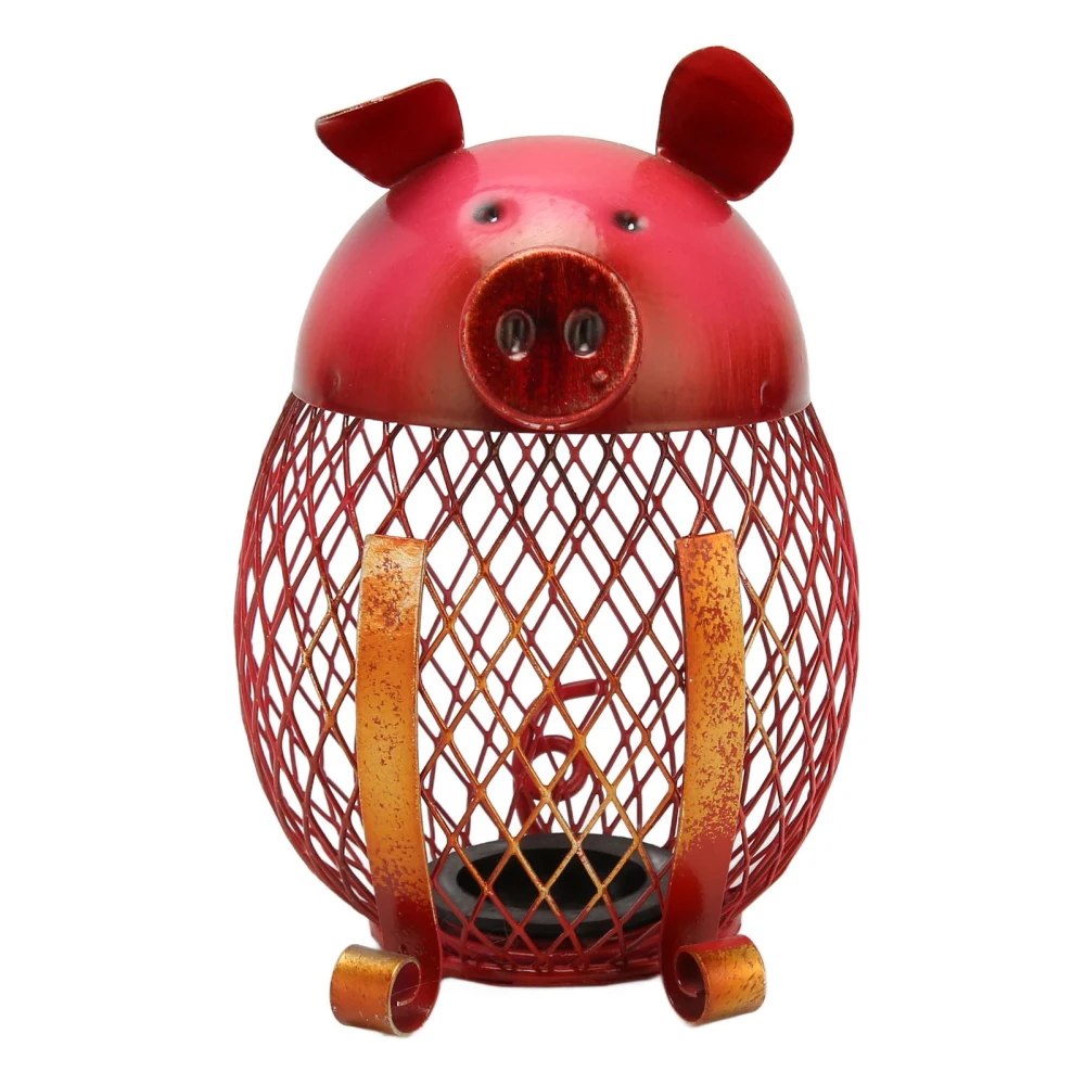 Metal Cute Piggy Bank Surface Baking Paint Treatment Rustproof Vintage Money Coin Bank for Home Decoration