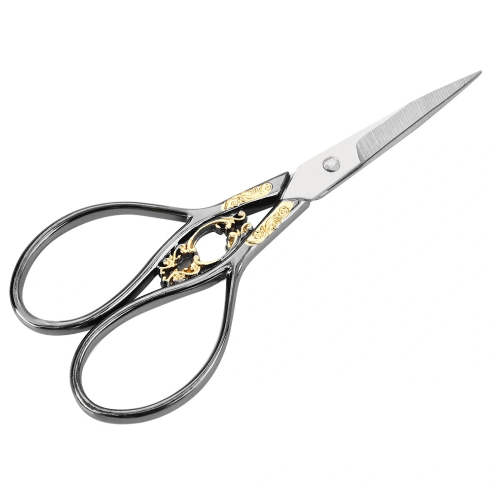 1pc Stainless Steel Tailor Scissors Household DIY Sewing Accessories(black with gold pattern)