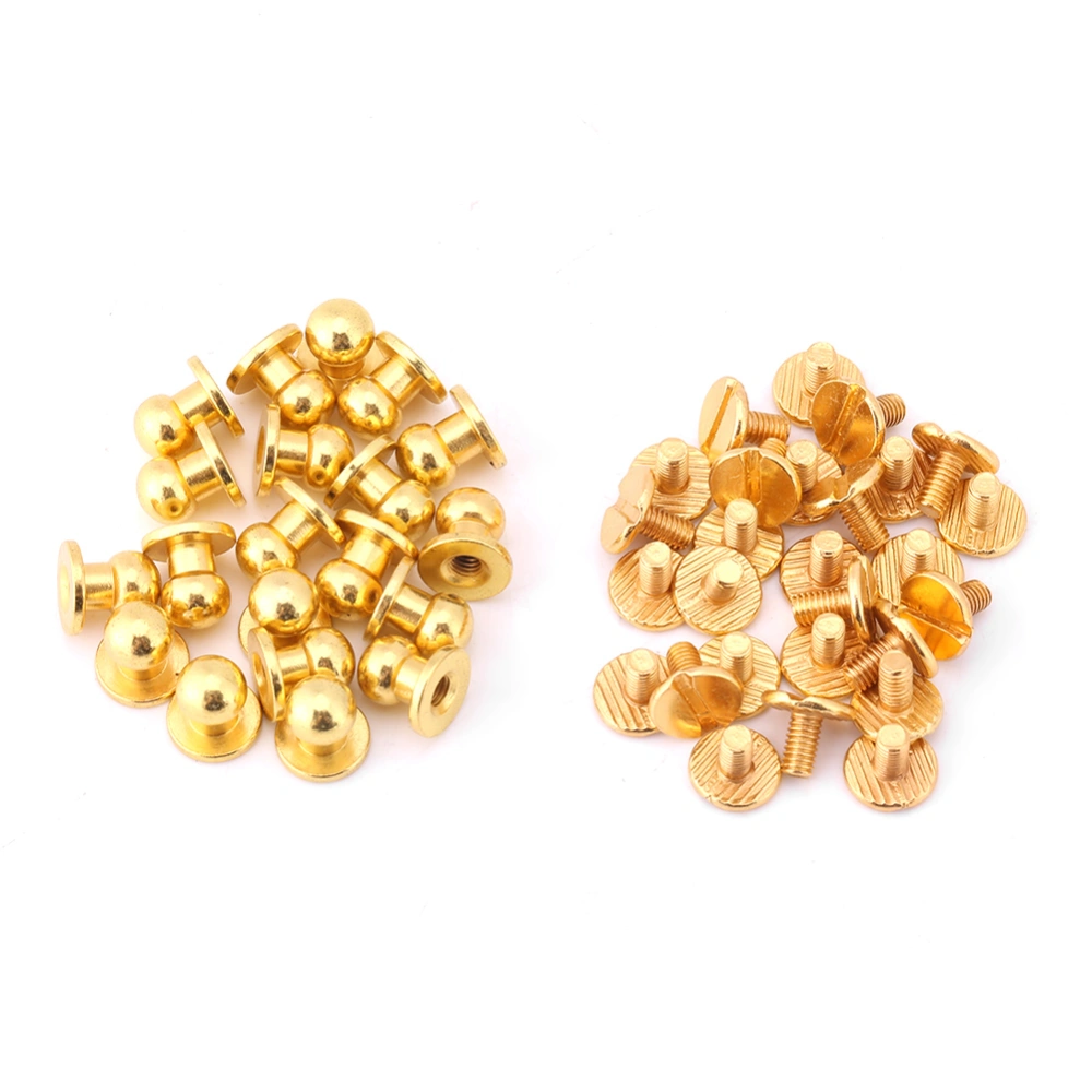 20pcs Round Head Solid Brass Nail Rivet Button DIY Leather Accessories(8*6mm gold)