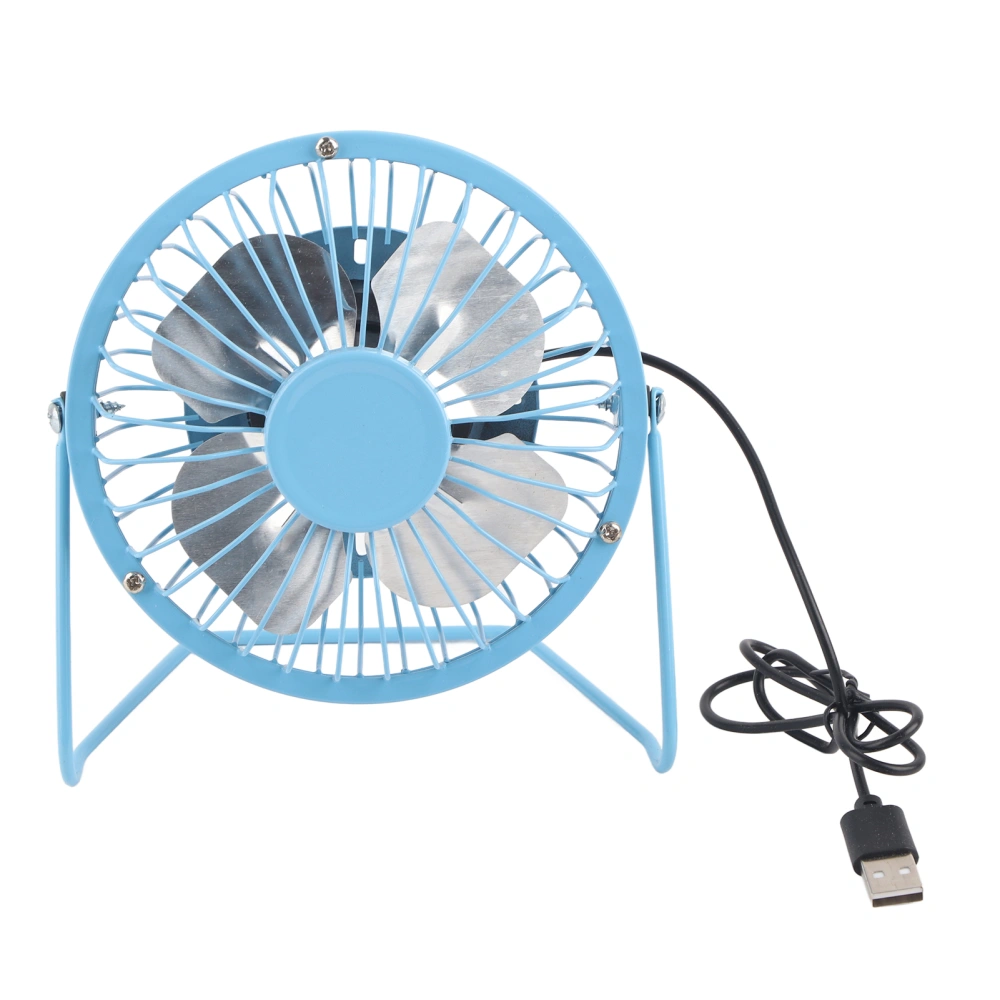 Mini Fan USB Portable Silent Aluminum Blade Home Office Desk Desktop Iron Crafts FansBlue