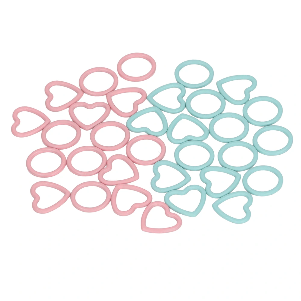 32pcs Knitting Stitch Markers Round Heart Shape Metal Crochet Marker Rings for DIY Handcrafted Craft Pink Blue