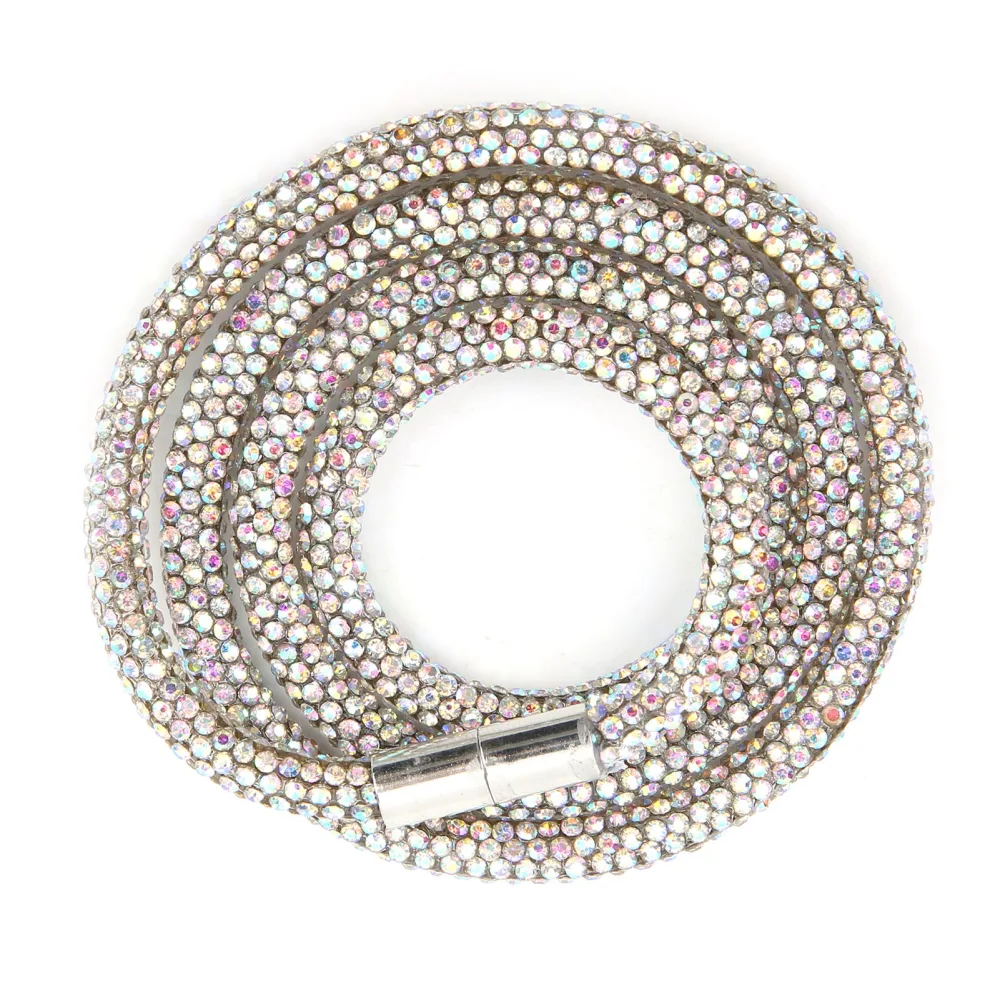 Rhinestone Hand Rope 6mm Wide Glass Full Drill Pipe Clothing Belt Bracelet Jewelry AccessoriesAB Color