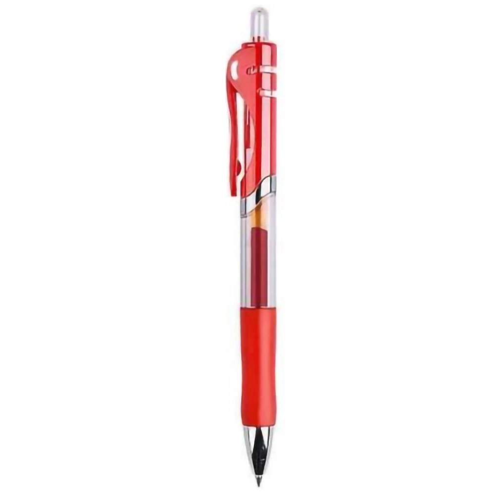 Retractable Gel Ink Pens Smoother Writing Comfortable Grip Large Capacity Signature Pen for Home Office School 0.5mm Red