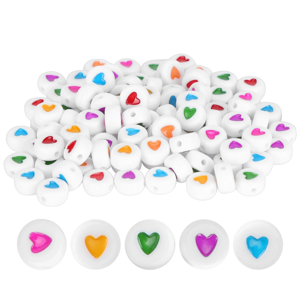 100Pcs Acrylic Beads Colorful Heart Pendant Bracelet Necklace DIY Jewelry Accessories