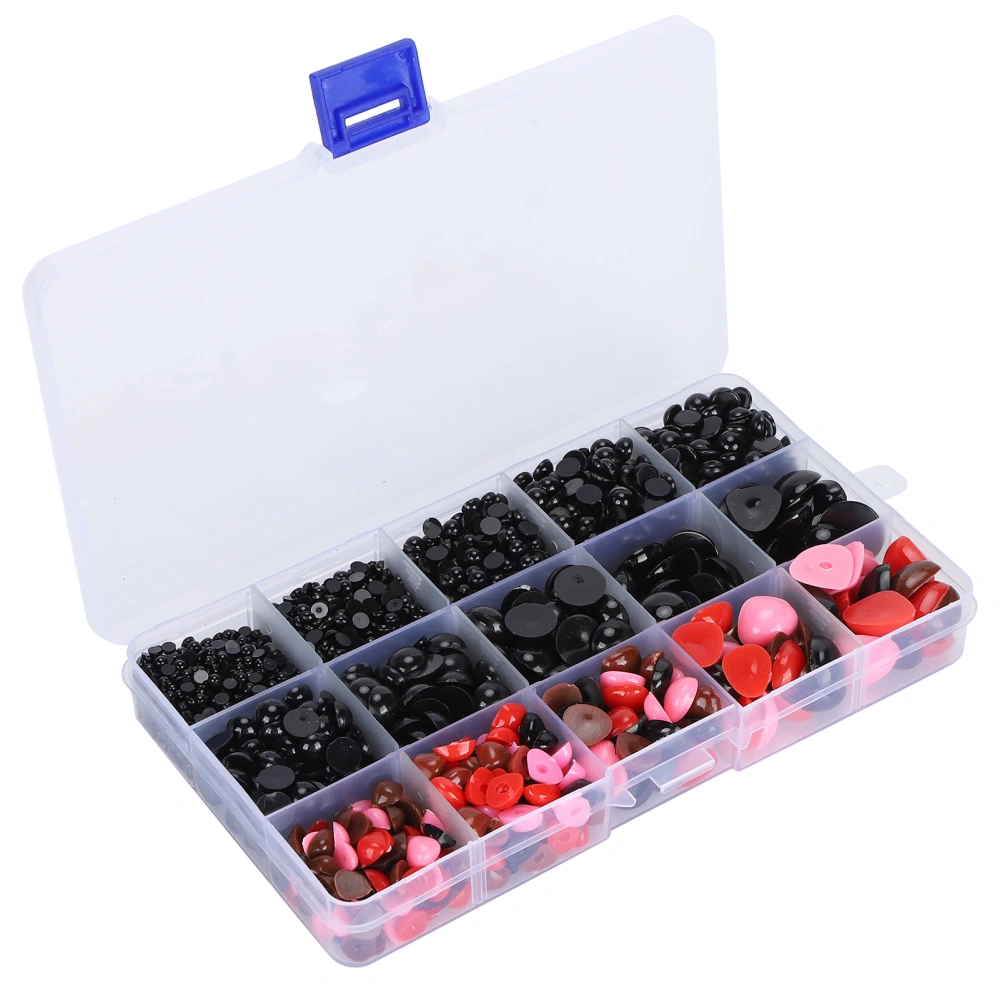 2575Pcs Plastic Eyes and Noses Pack Safety DIY Craft Kit Set with A Storage Box for Toy DollMulticolor