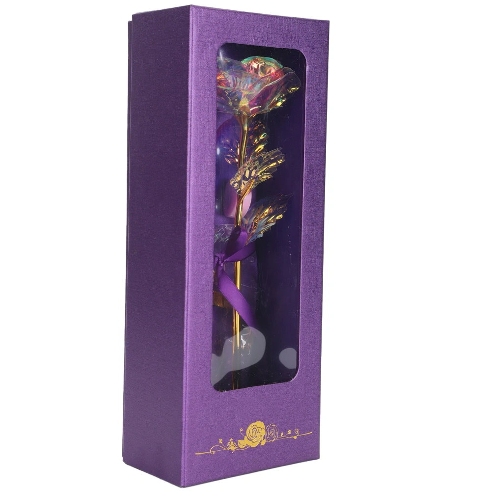 Transparent Rose Flower with LoveShaped Display Stand Craft Collection Purple Packing Box(White and Color )