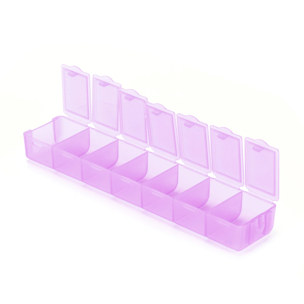 Divide Storage Box 7-Grid Watercolor Palette Jewelry Travel Repacking Plastic ContainerPurple