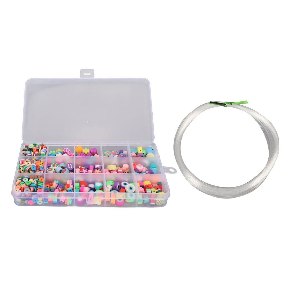 1140Pcs Polymer Clay Beads Assorted Styles Bright Colors Multi Purpose Bracelet Beads with String for Jewelry Making DIY