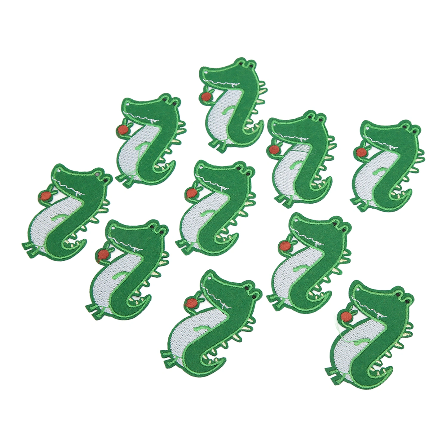 10pcs Iron Patches Cotton Material Green Animal Pattern Cartoon Style DIY Making Embroidered Patch for Clothes