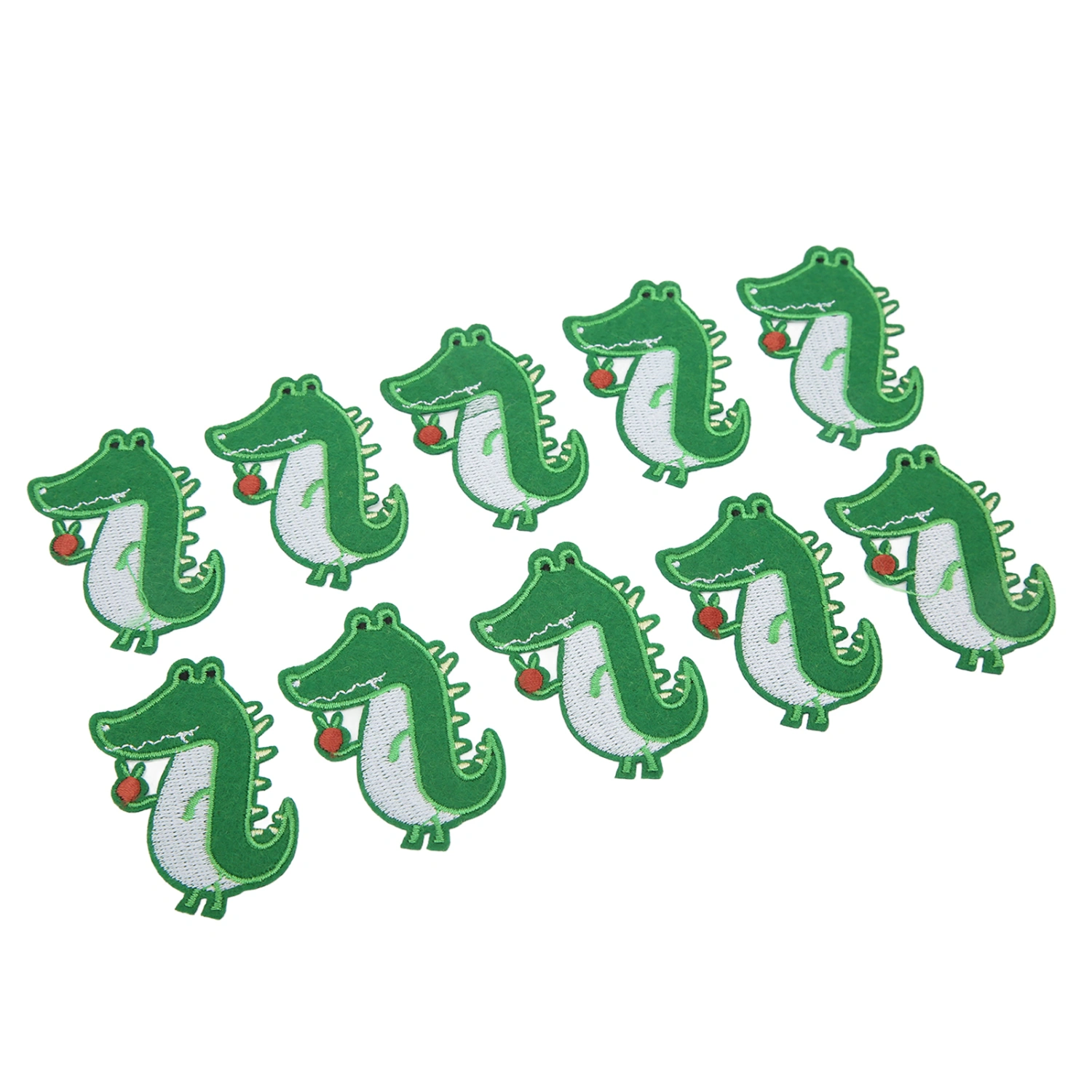 10pcs Iron Patches Cotton Material Green Animal Pattern Cartoon Style DIY Making Embroidered Patch for Clothes