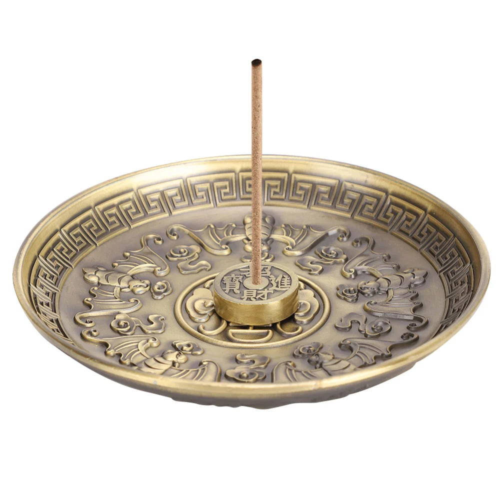 Incense Holder Five Blessing Plate Stick Burner Stand Bronze Zinc Alloy Home Worship