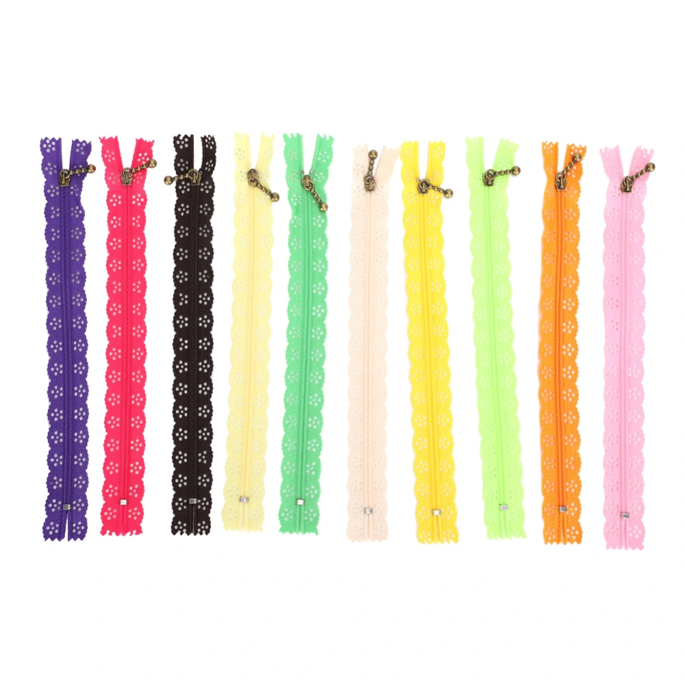 10Pcs Lace Zipper Mixed Style Bud Silk Shape No.3 Nylon Sewing Clothing Accessories 20cm