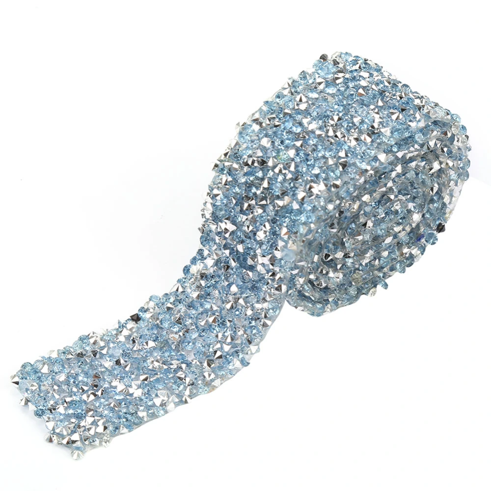 1yard 30mm Diamond Mesh Wrap Roll Sparkle Crystal Rhinestone Ribbon Decoration (Light Blue)