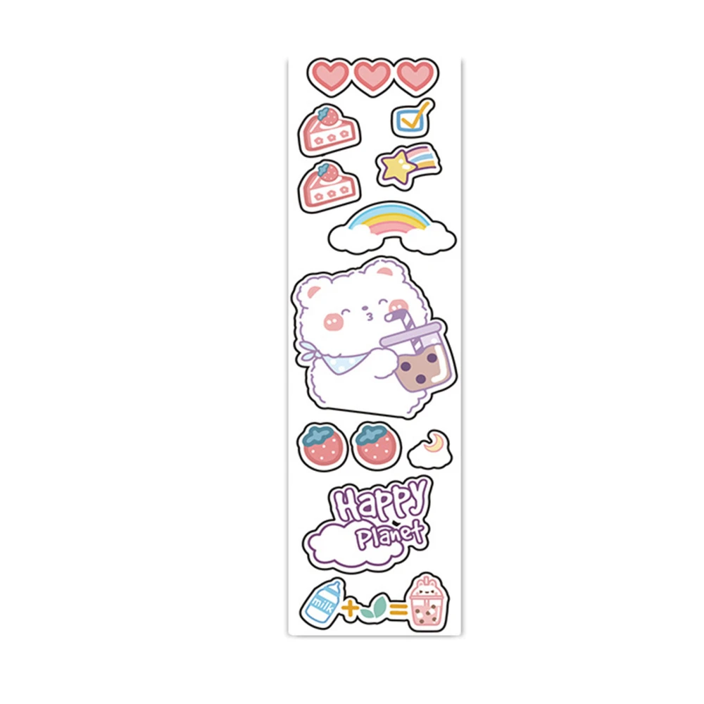 Cute Stickers Easy to Peel Waterproof Cute Cartoon Animal Style Exquisite Clear Pattern Kawaii Stickers for Book DIY Purple Bear