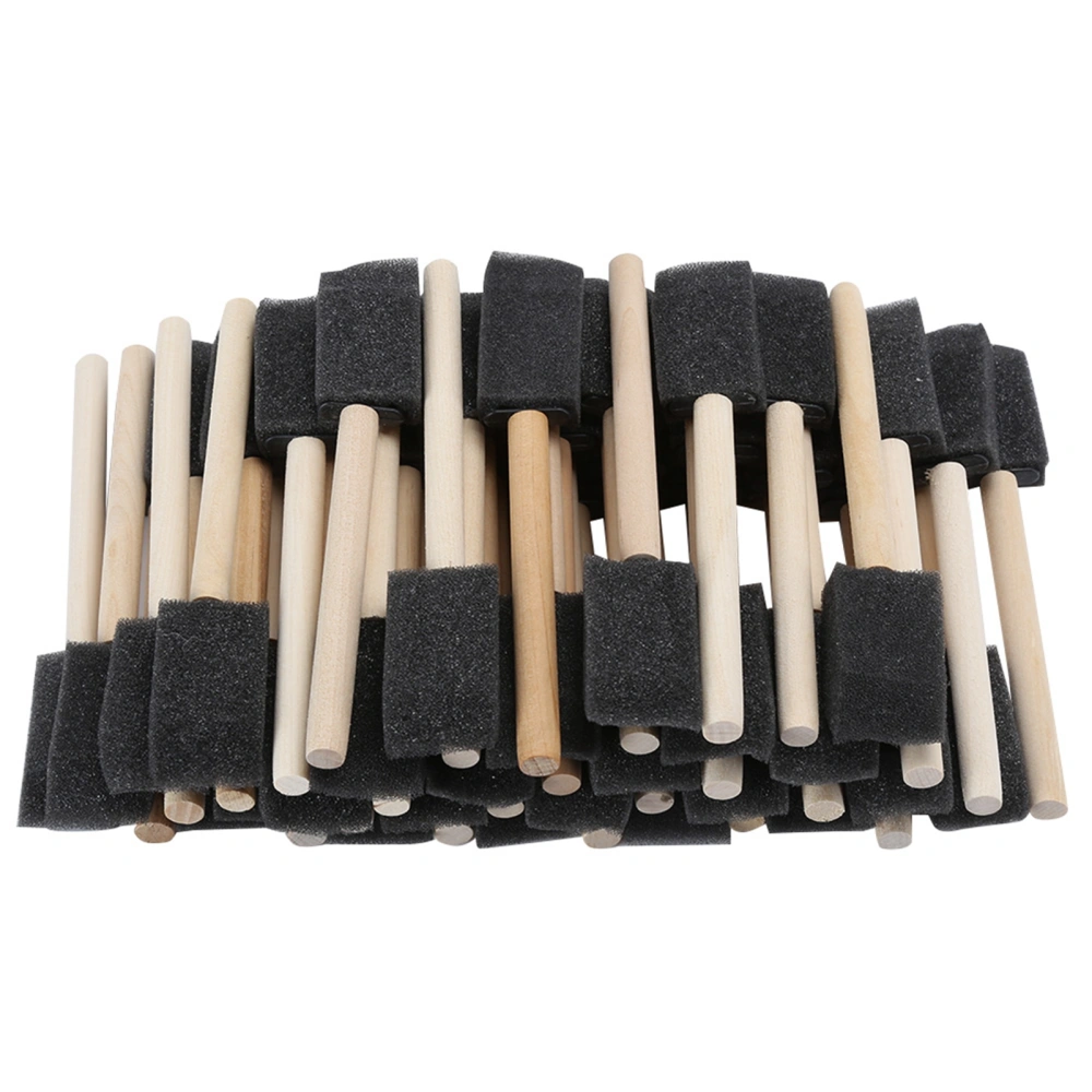 50Pcs Foam Brush Black Sponge Wood Handle Paint Brush Children Drawing Graffiti Tools