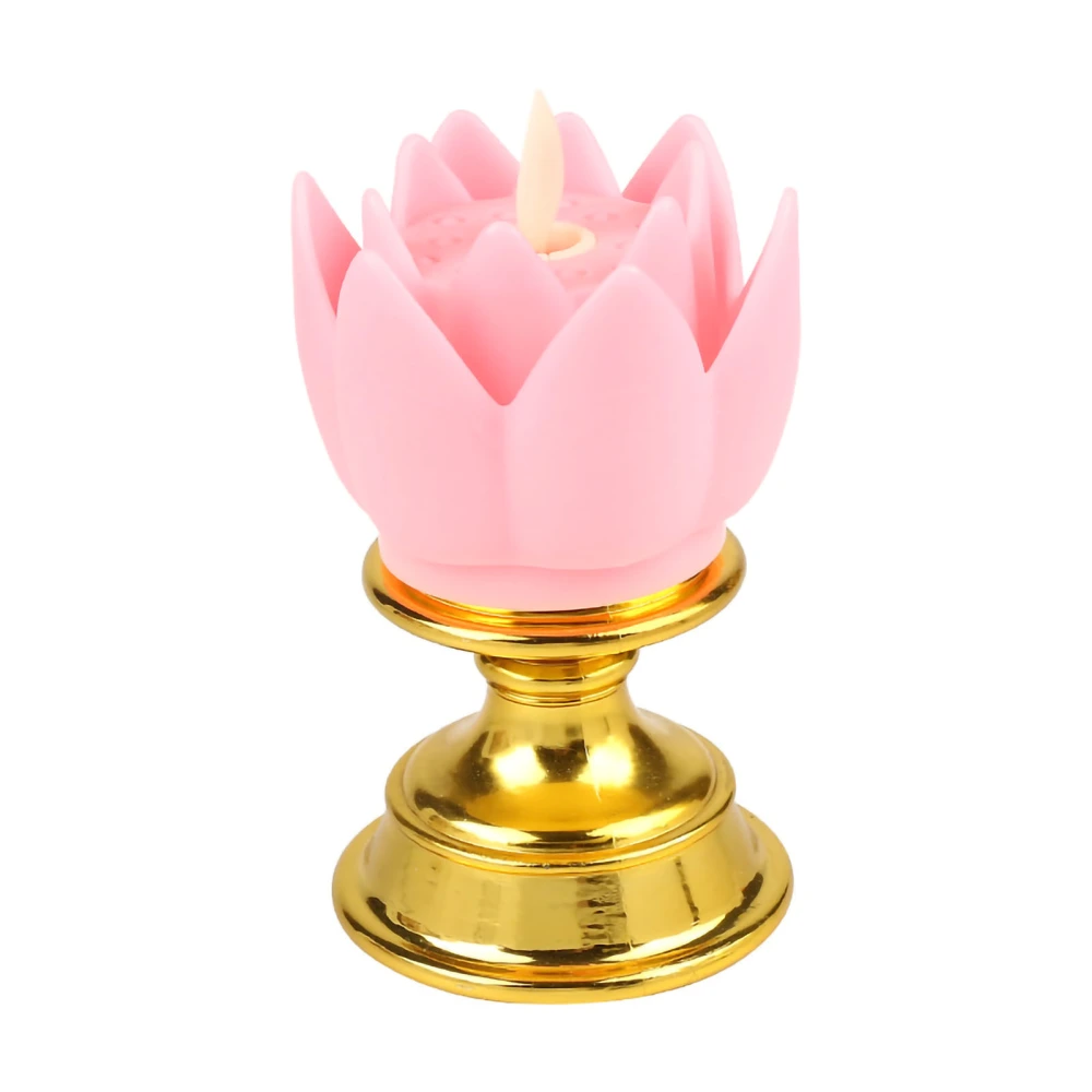 LED Lotus Lamp Simulated Candle Wick Design Soft Natural Light Lotus Flower Light Buddha Lamp Decoration Pink