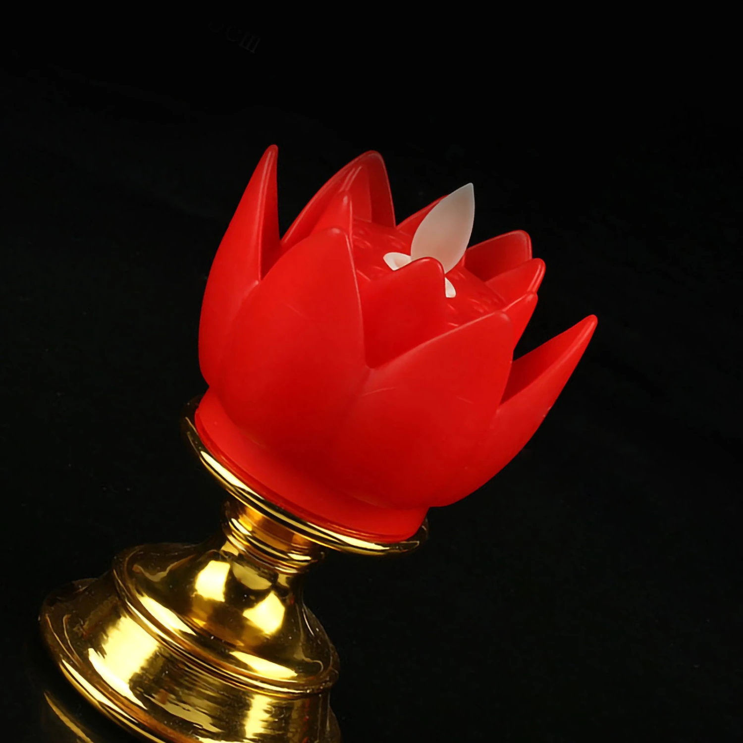 LED Lotus Lamp Simulated Candle Wick Design Soft Natural Light Lotus Flower Light Buddha Lamp Decoration Red
