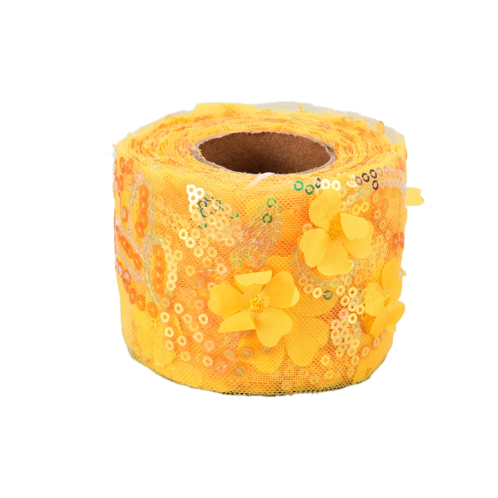 Tulle Roll 10 Yards Embroidered Sequins Flowers Mesh Ribbon Decorative Craft AccessoriesGolden