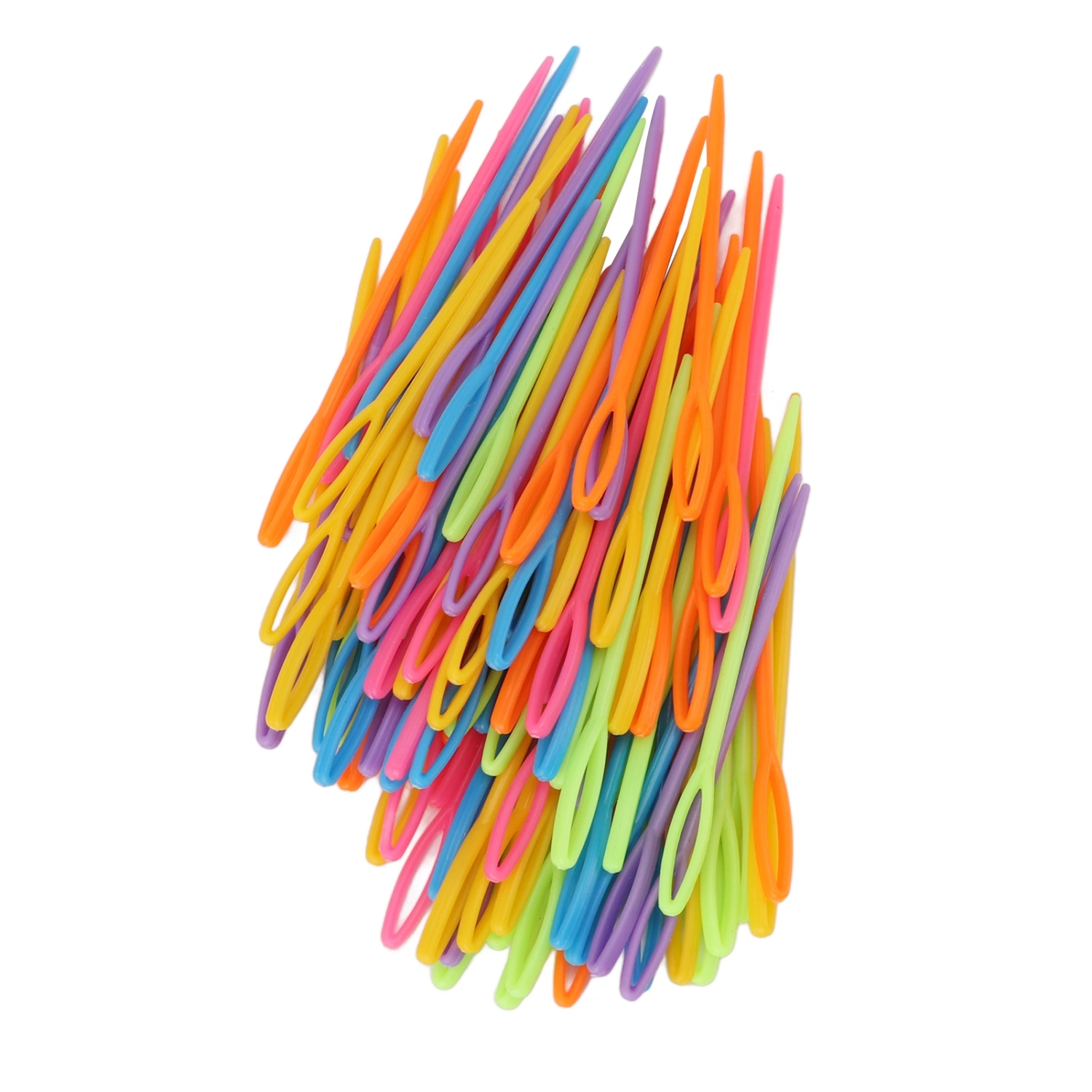 100pcs Large Eye Plastic Needles Bright Colors Plastic Yarn Needles Large Eye Portable Plastic Sewing Needles for Knitting