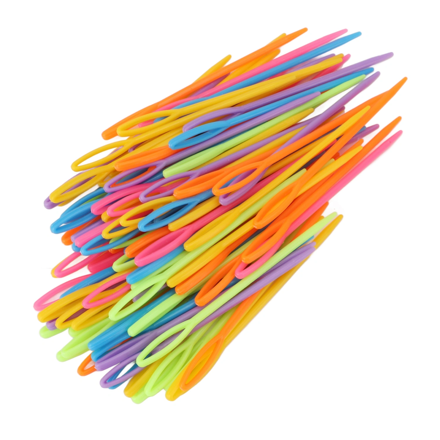 100pcs Large Eye Plastic Needles Bright Colors Plastic Yarn Needles Large Eye Portable Plastic Sewing Needles for Knitting