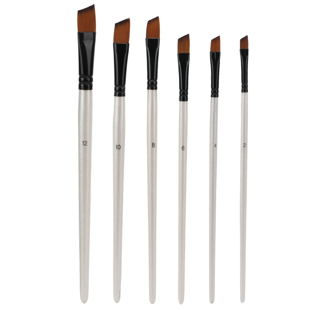 6Pcs Nylon Paintbrush Brush Durable Short Handle Hand Feels Comfortable Easy Clean Repeatedly Art SuppliesInclined Front