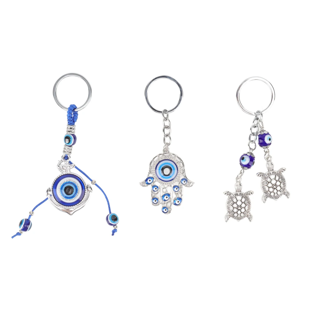 3Pcs Evil Eye Keychain Vivid Colors Evil Eye Style Strong Metal Color Glazed Blue Eye Keychain for Bag Backpack Wallet