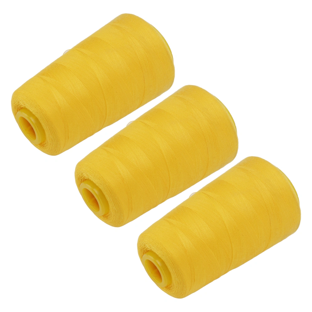 3Pcs Serger Thread Yellow Color Sturdy Durable High Strength Comfortable Texture Vibrant Color Yellow Thread