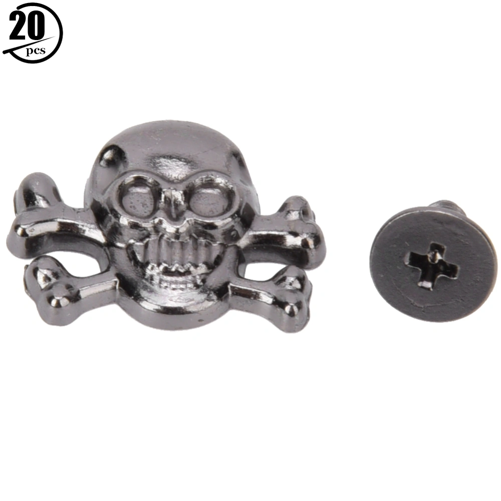 20PCS DIY 15mm Punk Skull with Bone Rivet Gothic Ornaments / Luggage AccessoriesGhost Head with Bone Gun Color