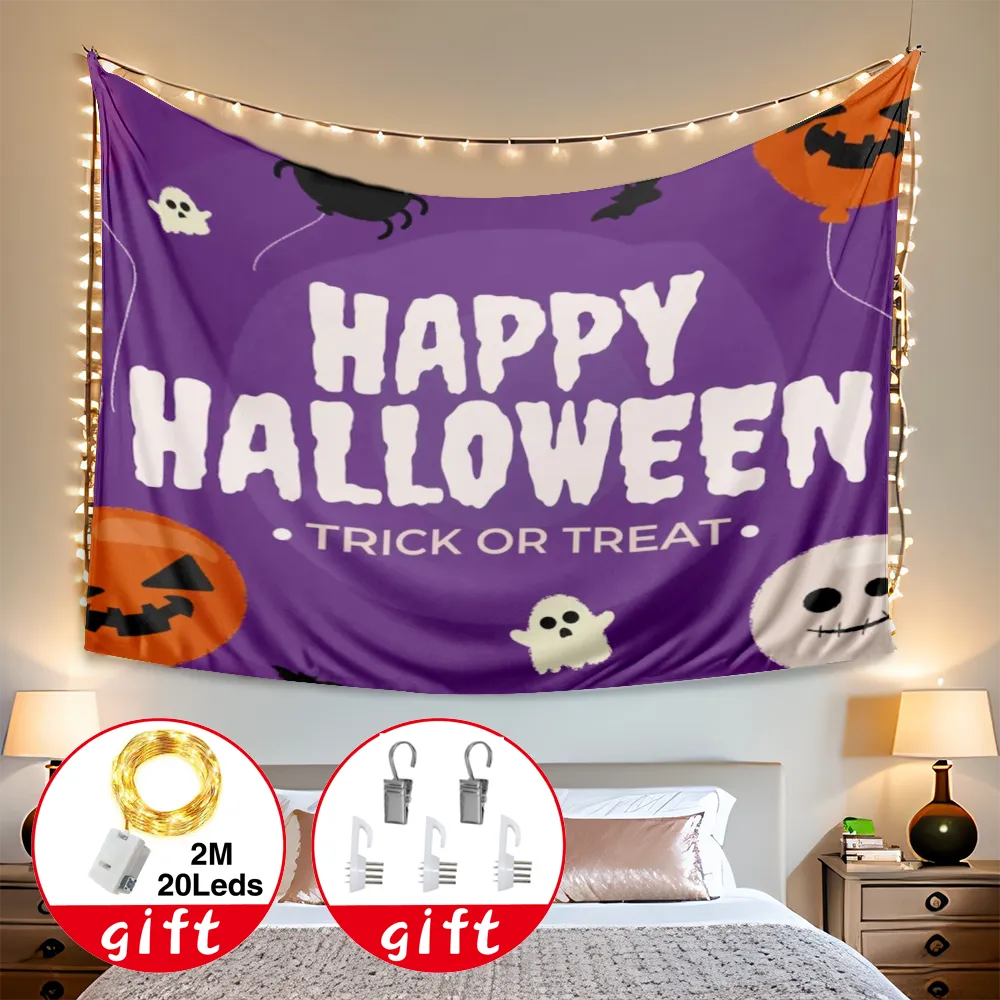 Halloween Decorative Tapestry, Happy Halloween Wall Tapestry, for Dorm Living Room Bedroom,#316