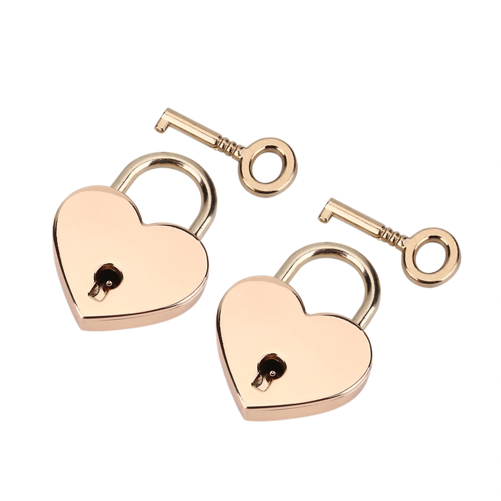 2 sets Heart shaped Padlock & Skeleton Key Metal Lock for Luggage Diary Book Jewelry Box