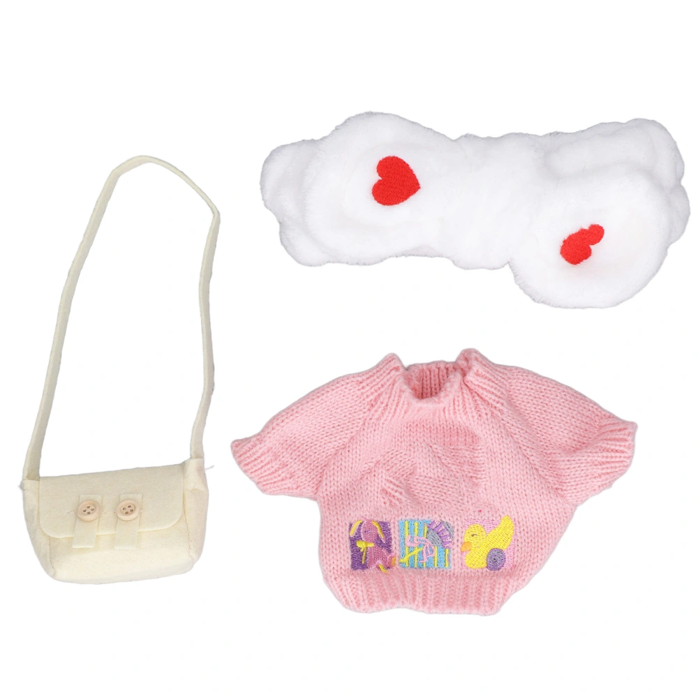 3 Piece Set Duck Plush Toy Clothes DIY White Heart Headband Pink Sweater Bag Plush Duck Clothing for Kids for Plush Toy