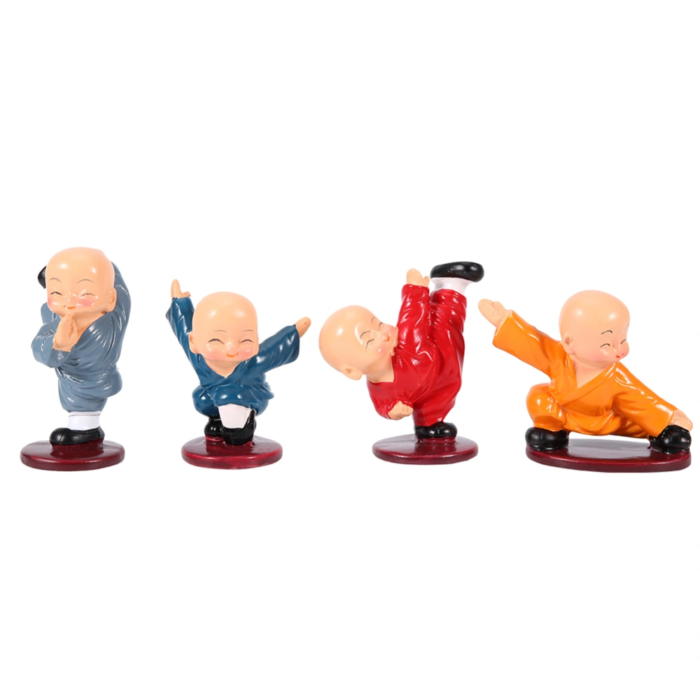 4pcs Kungfu Little Monk Figurine Statue Buddhism Sculpture Home Decoration Crafts Gift