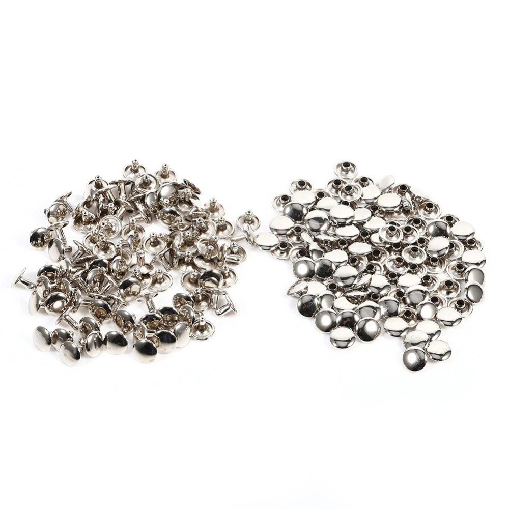 100Sets 8 x 10mm Double Cap Rivet Metal Leather Craft Repairs Studs Spike Decoration (Silver)