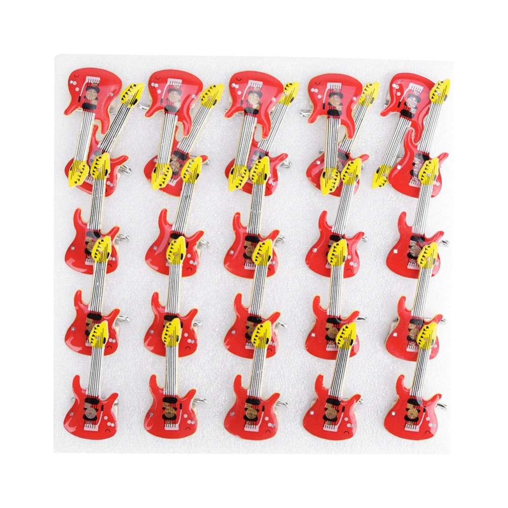 25pcs Guitar Animal LED Luminous Brooch Badge Pin Party Favors Christmas Gift Red Guitar