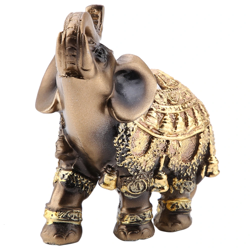 Lucky Feng Shui Golden Elephant Statue Sculpture Wealth Figurine Gift Home Decoration(M)