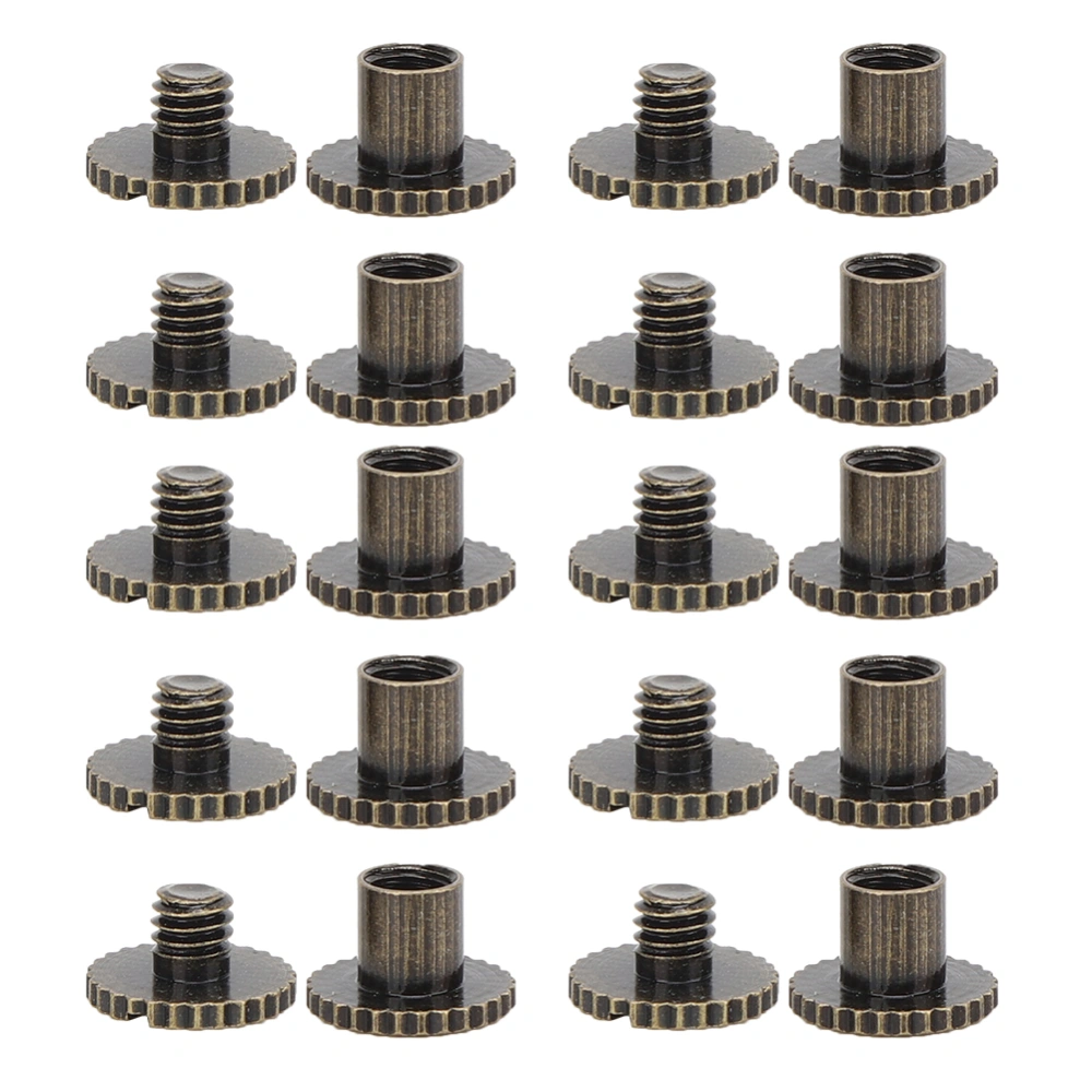 10Pcs Flat Head Rivets Stud Knurled Brass Fasteners for Belts Backpacks Furnitures Bronze