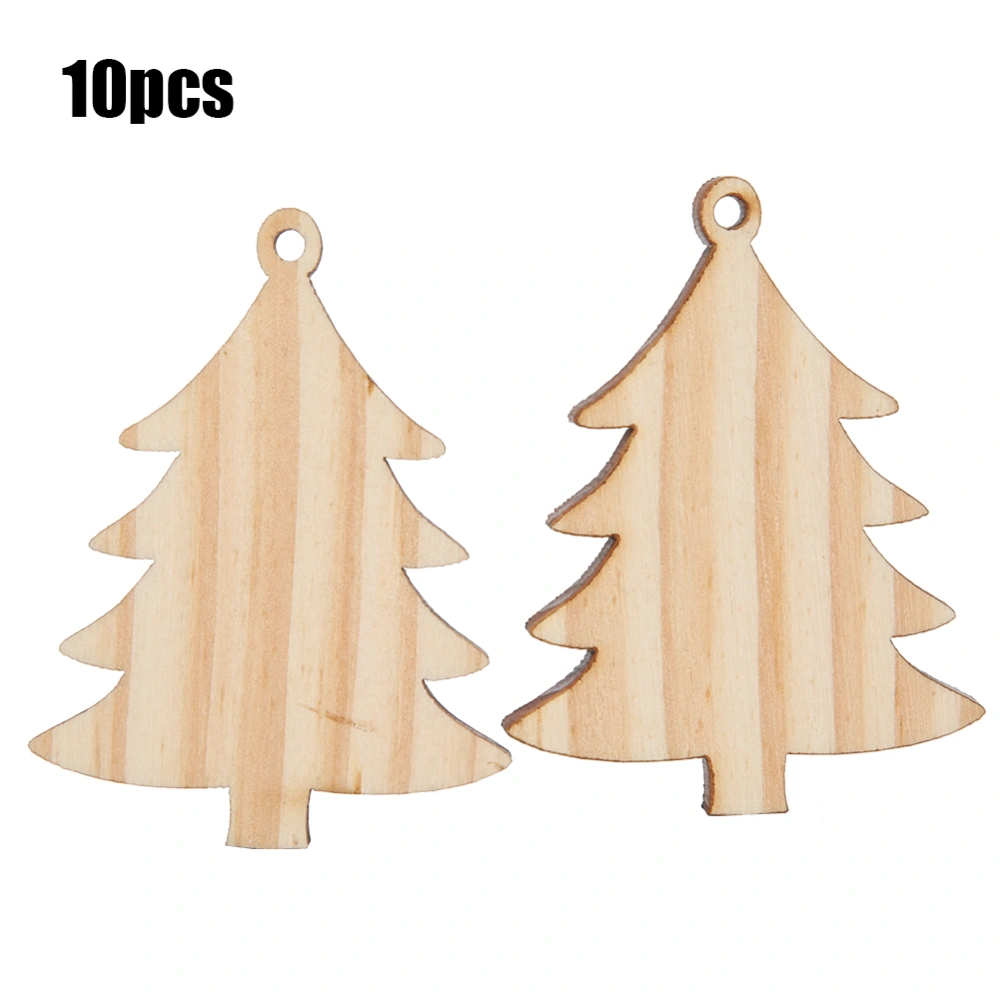 10Pcs Wooden Hanging Plates DIY Hand Made Craft New Year Christmas Tree Decoration Supplies with Rope(NO.17 )