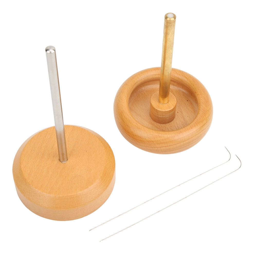 Bead Devices Beech Hand Made Embroidery Manual Rotating Bead Tool with 2Pcs Needles