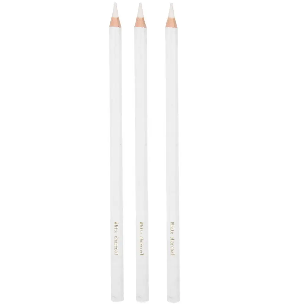 3Pcs White Charcoal Pencil Professional Sketching Highlight Pen Art Painting Supplies