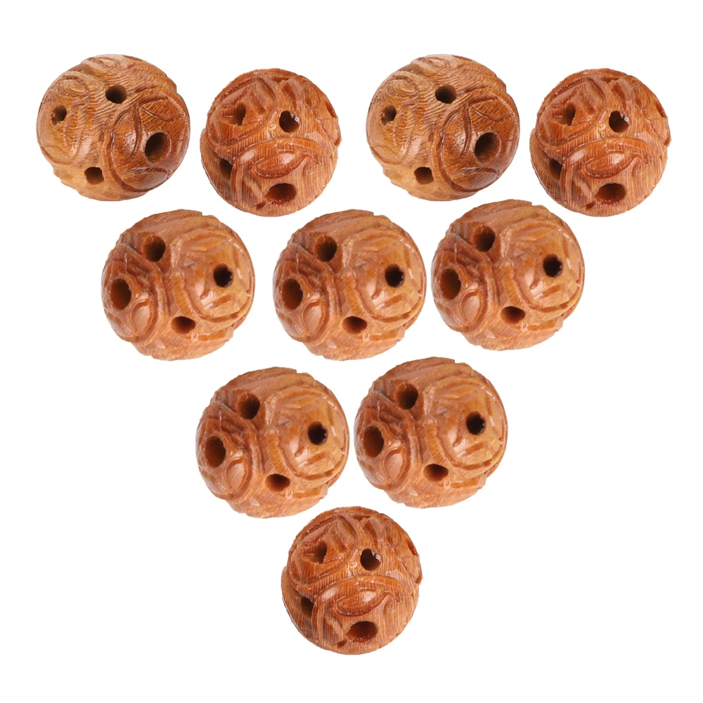 10Pcs Peach Wood Beads Carving for DIY Bracelet Necklace Crafts Pendants AccessoriesZ51 1.5cm