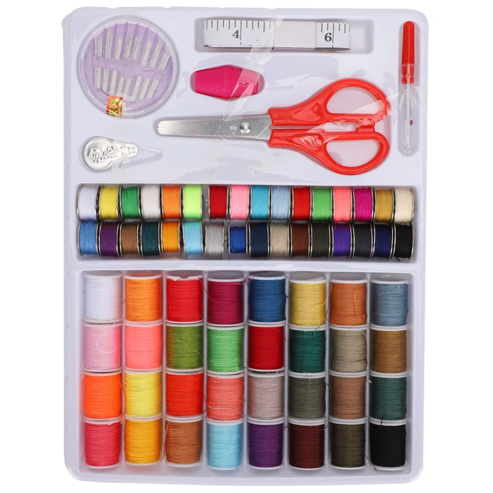 Portable Sewing Box Thread Spools Scissor Needles Accessories Kit for Home Travel Hand Stitching Embroidery