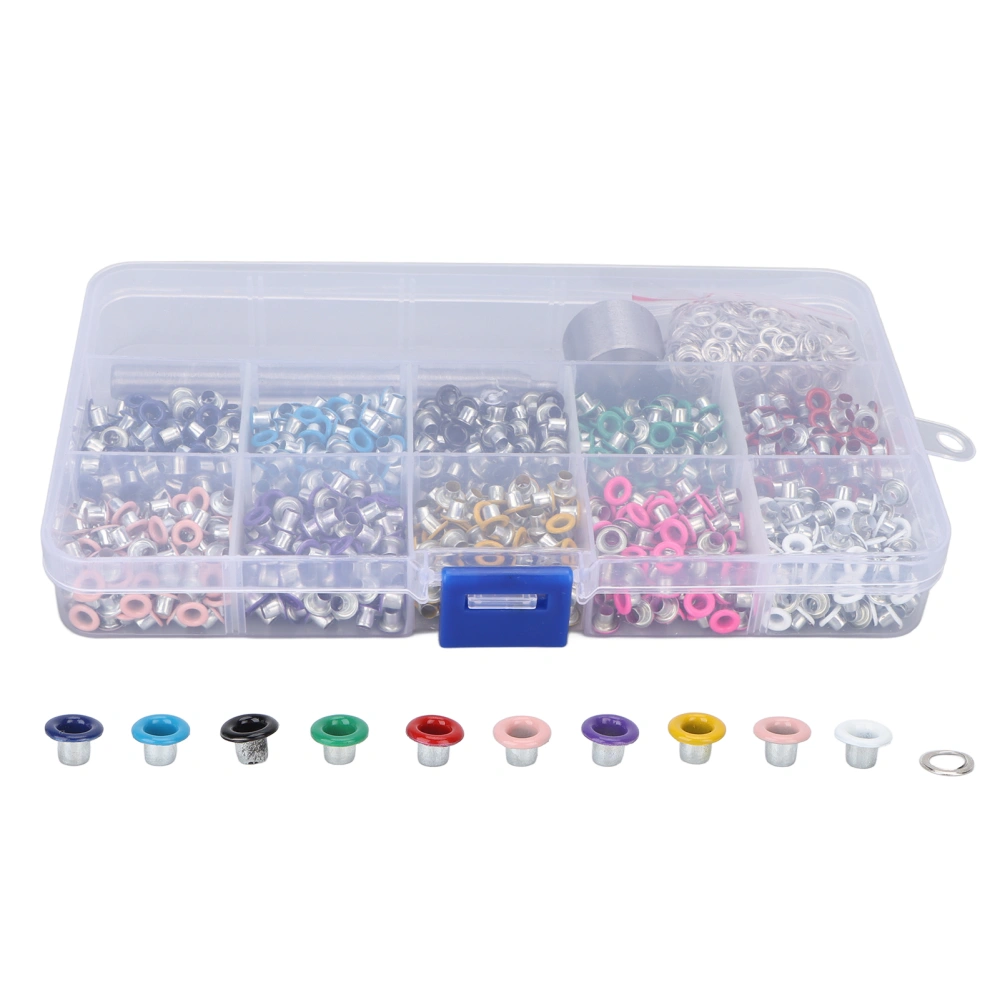 1000pcs Grommet Tool Kit Iron Plastic Material DIY Making 3mm/0.1in 10 Color Plating Eyelets Set for Crafts Shoes