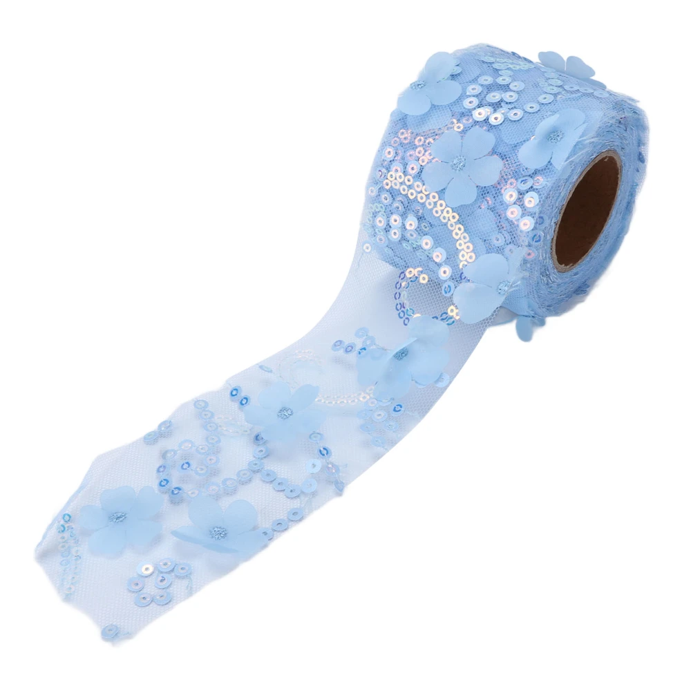 Tulle Fabric DIY Craft Abrasion Resistance Little Flash Portable Polyester Sequined Tulle Roll 6cmLight Blue