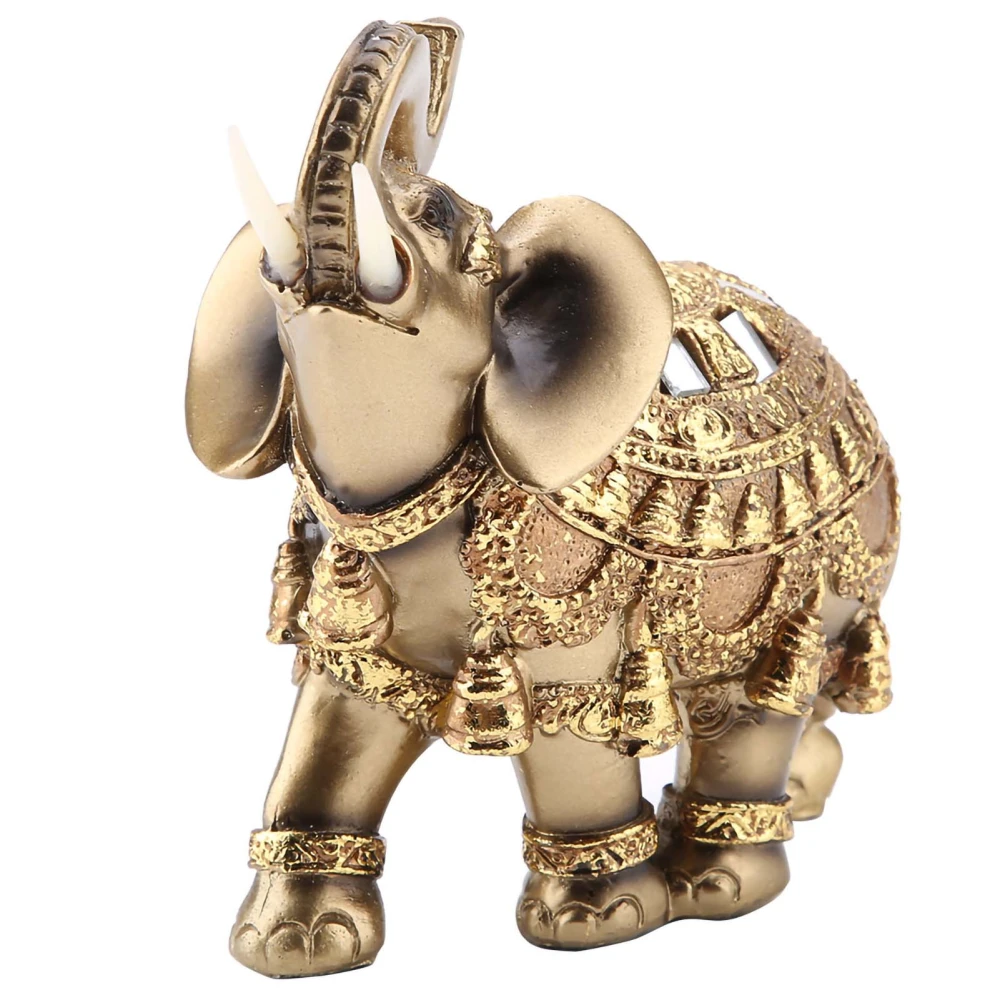 Lucky Feng Shui Golden Elephant Statue Sculpture Wealth Figurine Gift Home Decoration(L)