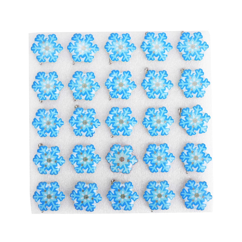 25pcs New Year Christmas Theme LED Luminous Brooch Pin Badge Party Favors DIY DecorationBlue Snowflake