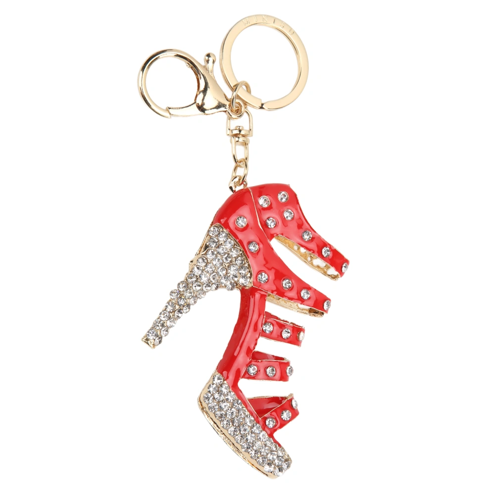 Rhinestone Keychain High Heeled Shoe Shape Cute Jewelry Bag Purse Pendant AccessoriesRed